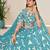 Sky Blue Organza Embroidered Semi Stitched Lehenga Choli Size Up To 42