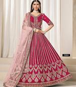 Pink Art Silk Embroidered Semi Stitched Lehenga Choli Size Up To 42