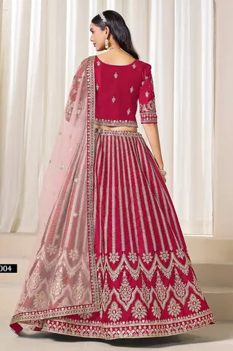 Pink Art Silk Embroidered Semi Stitched Lehenga Choli Size Up To 42