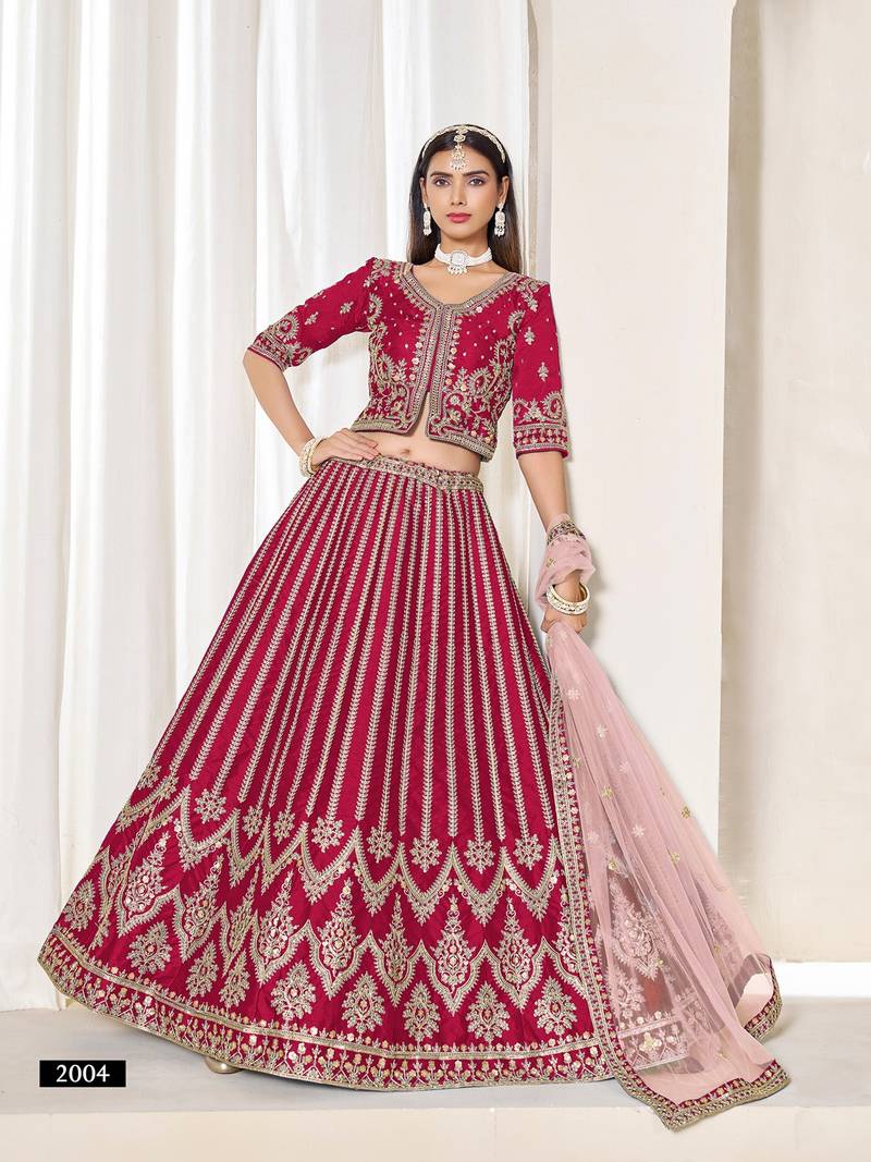 Pink Art Silk Embroidered Semi Stitched Lehenga Choli Size Up To 42