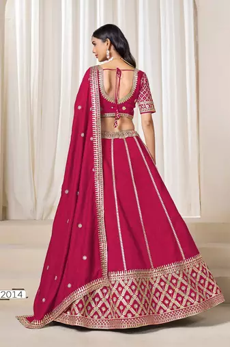 Pink Art Silk Embroidered Semi Stitched Lehenga Choli Size Up To 42