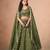 Green Organza Embroidered Semi Stitched Lehenga Choli Size Up To 42
