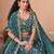 Blue Organza Embroidered Semi Stitched Lehenga Choli Size Up To 42