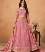Pink Organza Embroidered Semi Stitched Lehenga Choli Size Up To 42
