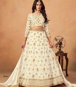 White Organza Embroidered Semi Stitched Lehenga Choli Size Up To 42