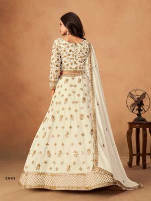 White Organza Embroidered Semi Stitched Lehenga Choli Size Up To 42 2