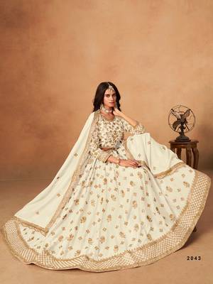 White Organza Embroidered Semi Stitched Lehenga Choli Size Up To 42 4
