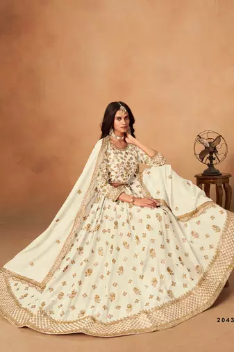 White Organza Embroidered Semi Stitched Lehenga Choli Size Up To 42