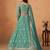 Sea Green Organza Embroidered Semi Stitched Lehenga Choli Size Up To 42