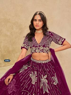 Purple Art Silk Embroidered Semi Stitched Lehenga Choli Size Up To 42 2
