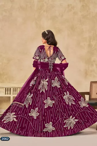Purple Art Silk Embroidered Semi Stitched Lehenga Choli Size Up To 42