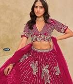 Pink Art Silk Embroidered Semi Stitched Lehenga Choli Size Up To 42