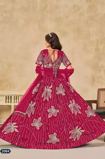 Pink Art Silk Embroidered Semi Stitched Lehenga Choli Size Up To 42
