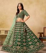 Green Art Silk Embroidered Semi Stitched Lehenga Choli Size Up To 42