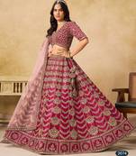 Pink Art Silk Embroidered Semi Stitched Lehenga Choli Size Up To 42