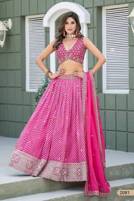 Pink Art Silk Embroidered Semi Stitched Lehenga Choli Size Up To 42 1