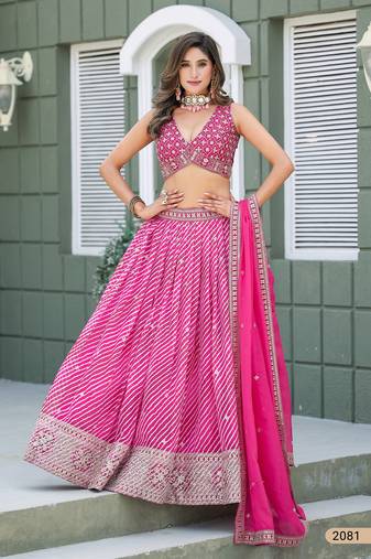 Pink Art Silk Embroidered Semi Stitched Lehenga Choli Size Up To 42