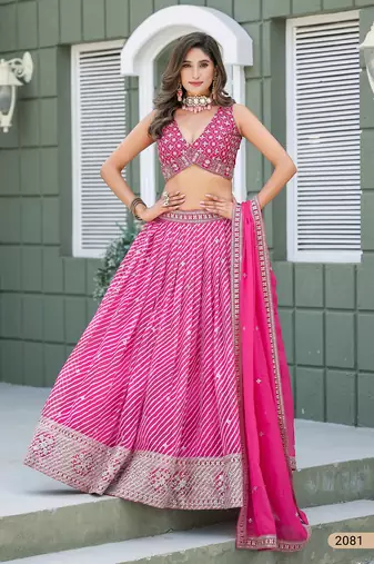 Pink Art Silk Embroidered Semi Stitched Lehenga Choli Size Up To 42