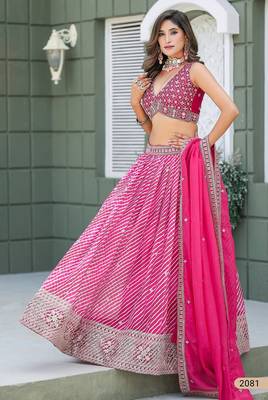 Pink Art Silk Embroidered Semi Stitched Lehenga Choli Size Up To 42 2