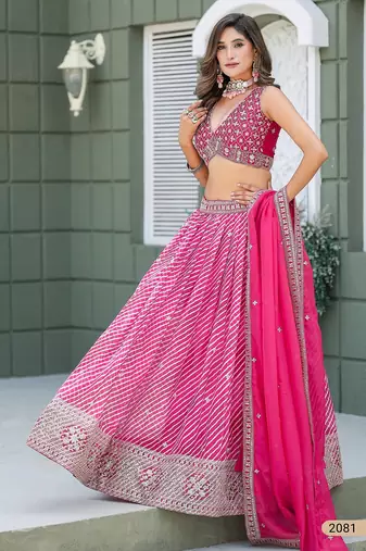 Pink Art Silk Embroidered Semi Stitched Lehenga Choli Size Up To 42
