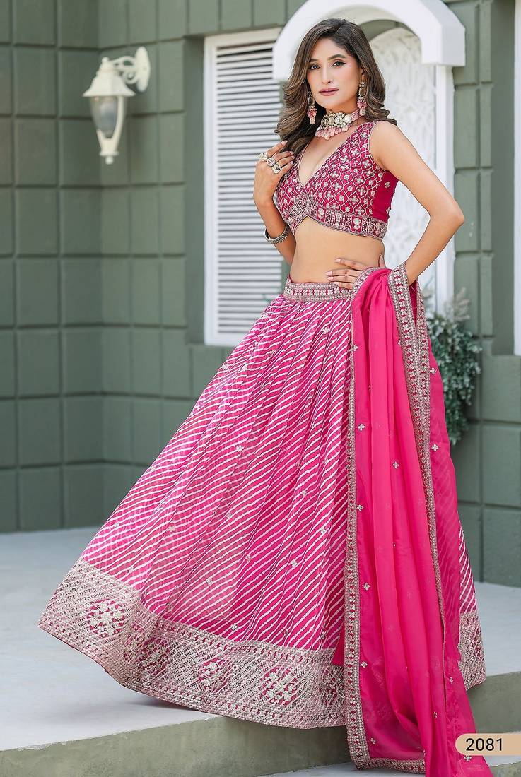 Pink Art Silk Embroidered Semi Stitched Lehenga Choli Size Up To 42