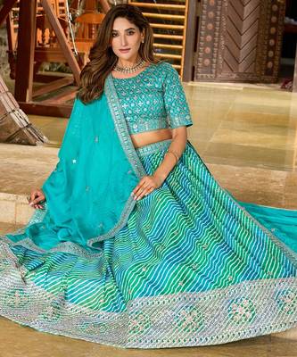 Blue Art Silk Embroidered Semi Stitched Lehenga Choli Size Up To 42 4