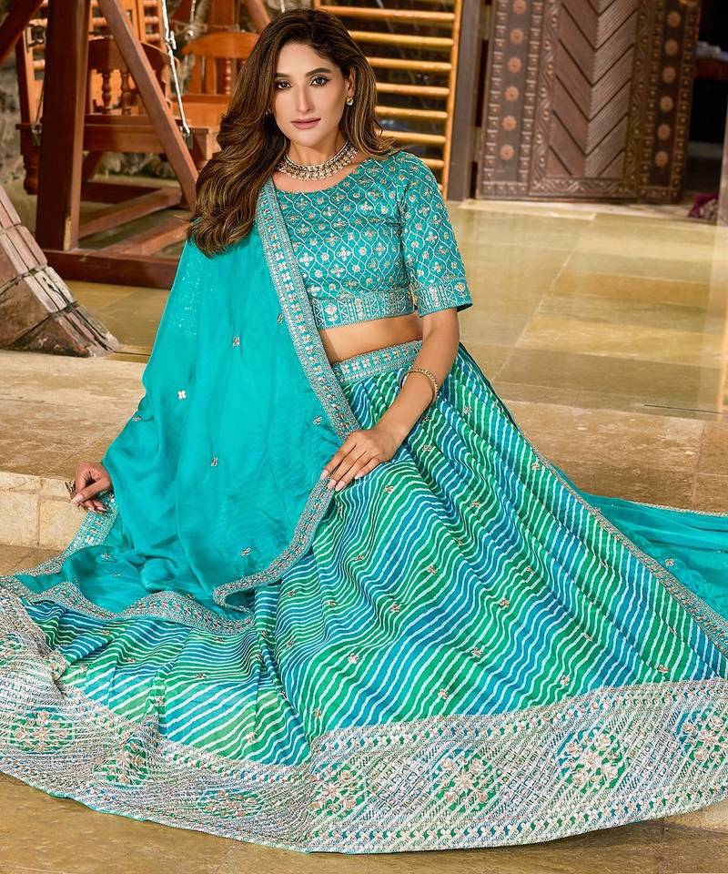 Blue Art Silk Embroidered Semi Stitched Lehenga Choli Size Up To 42