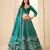 Blue Velvet Embroidered Semi Stitched Lehenga Choli Size Up To 42