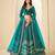 Blue Velvet Embroidered Semi Stitched Lehenga Choli Size Up To 42