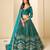 Blue Velvet Embroidered Semi Stitched Lehenga Choli Size Up To 42