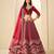 Red Velvet Embroidered Semi Stitched Lehenga Choli Size Up To 42