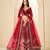 Red Velvet Embroidered Semi Stitched Lehenga Choli Size Up To 42
