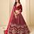 Red Velvet Embroidered Semi Stitched Lehenga Choli Size Up To 42