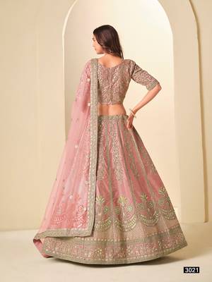 Pink Art Silk Embroidered Semi Stitched Lehenga Choli Size Up To 42 4