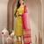 Women yellow solid print kurta palazzo with dupatta set stitched