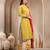 Women yellow solid print kurta palazzo with dupatta set stitched