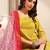 Women yellow solid print kurta palazzo with dupatta set stitched