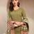 Women green solid print kurta palazzo with dupatta set stitched