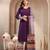 Women purple solid print kurta palazzo with dupatta set stitched