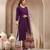 Women purple solid print kurta palazzo with dupatta set stitched