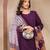 Women purple solid print kurta palazzo with dupatta set stitched