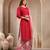 Women red solid print kurta palazzo with dupatta set stitched