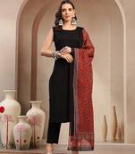 Women black red solid print kurta pant  with dupatta set stitched