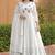 Women white printed anarkali kurta with dupatta set stitched