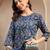 Women blue printed straigth kurta with pyjama  set stitched