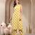 Women yellow printed straigth kurta with pyjama  set stitched
