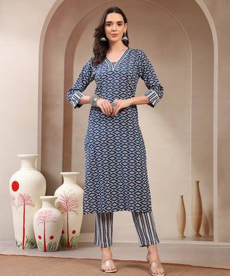 Women yellow printed straigth kurta with pyjama  set stitched 1