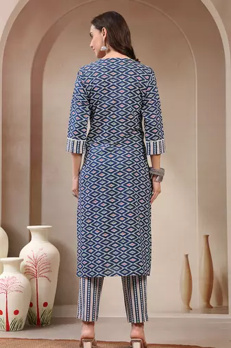 Women yellow printed straigth kurta with pyjama  set stitched