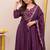 Wine chanderi silk embroidered anarkali suit