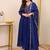 Navy blue chanderi silk embroidered anarkali suit
